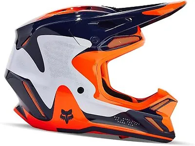 Fox Racing Unisex Adult V3 Revise Motocross Helmet (Navy/Orange) 31366-425 • $399.95