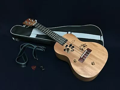 Concert Ukulele All-Mahogany W/Cartoon Panda Pattern + Padded Bag Hook Strap • $69