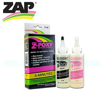 Zap Glue - Z-Poxy 2 Part 5 Minute Epoxy Set - 8oz Pack - PT38 • £22.02