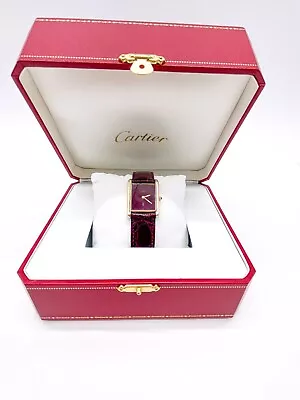 Vintage CARTIER Must De Cartier Tank Bourdeaux 18k Gold Vermeil Watch • $2100