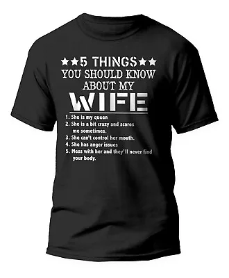 5 Things You Should Know About My Wife T-shirt Top Birthday Gift Small To 5xl • £12.99