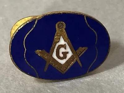 Vintage FREEMASONARY Masonic Square And Compass 'G' Tie Clip Gold Metal & Enamel • $16