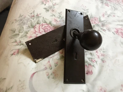 £12.50 • Buy Antique Retro Bakalite Art Deco Door Handles With Keyhole Pair 1920s?