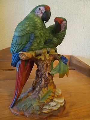 Vintage 1987 Double Military Macaws Figurine Andrea By Sadek  7952 Damage • $90