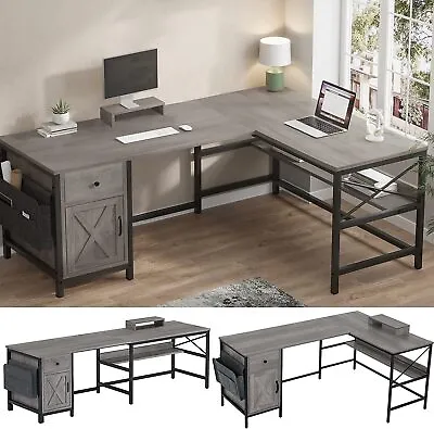 63  L Shaped Desk Convertible Long Home Office Desk Or Corner Desk Computer Desk • $176.99