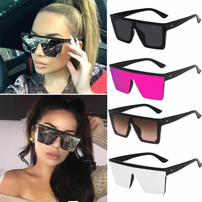 $12.99 • Buy Oversized Square Sunglasses Women Fashion Flat Top One Piece Shade Mirror UV400