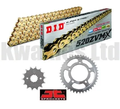 Fits: Kawasaki ER5 ER-5 C1-C5P 2001-2007 DID ZVMX Gold X-Ring Chain JT Sprockets • £121.19