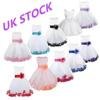 Baby Flower Girls Dress Princess Bridesmaid Communion Wedding Formal Petals Gown • £14.81