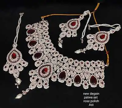 Indian Bollywood Rose Gold Jewelry Ethnic Necklace Fashion Bridal Set • $32.99