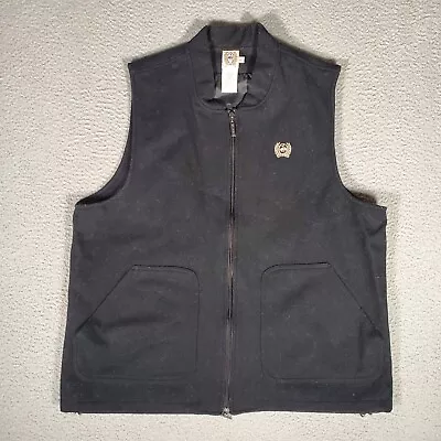 Cinch Wool Vest XL Mens Black Full Zip Embroidered Western Cowboy Lined • $49.99