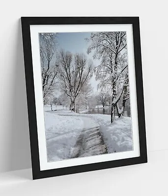 £23.79 • Buy Snowy Landscape Photo -black Walnut Oak Framed Wall Art Picture Poster Print