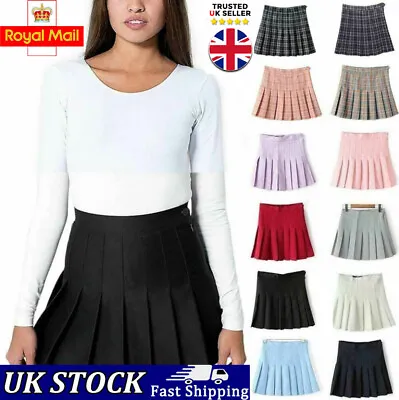 £7.99 • Buy Women High Waist Plaid Pleated Casual Tennis Style Girl Skater Mini Skater Skirt