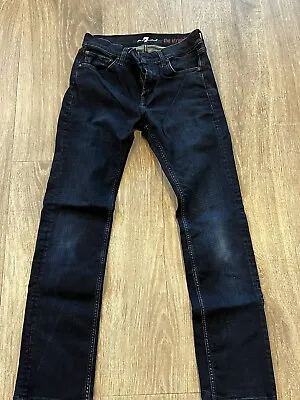 7 For All Mankind Jeans Womens Girls Straight Leg Jeans Black Size 28 Dark Denim • $23