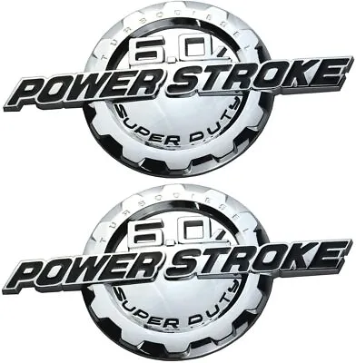 2pcs 6.0L Powerstroke Super Duty Side Fender Emblems Badge For F250 F350 Chrome • $27.19