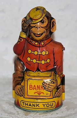 T3p. Vintage 1930's J. Chein & Co. Usa. Circus Monkey Bank Coin Deposit 5 Tall • $65