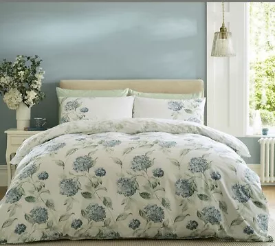 LAURA ASHLEY King Blue & Green Hydrangea Duvet Cover Set 200TC Size King • £85.99