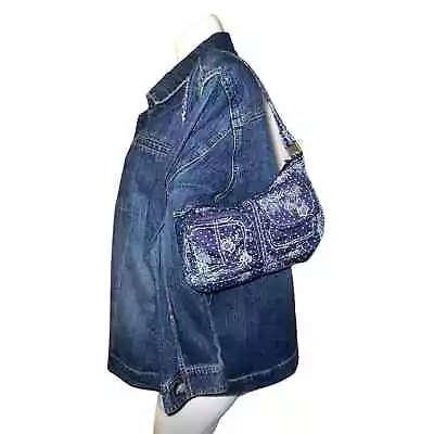 MOSSIMO SUPPLY CO. Purse Blue Paisley Printed Cotton Zip Shoulder Bag Handbag • $14.99