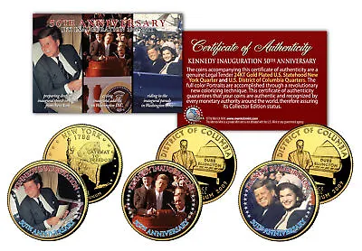 John F Kennedy *INAUGURATION 50th ANNIVERSARY* Statehood 24K Quarters 3-Coin Set • $9.95