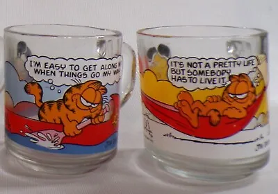 Mcdonalds Copyright 1978 Jim Davis Garfield Glass Coffee Cups Set Of 3 • $8.95