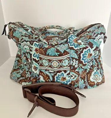 Vera Bradley Duffle  Carry On Tote Gym Bag Java Blue Dbl Handle RETIRED • $52