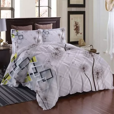 Dandelion Grey 3D Printing Duvet Quilt Doona Covers Pillow Case Bedding Sets • £92.43