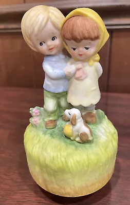 Sankyo Rotating Music Box Boy And Girl With Puppy Plays “Love Story” • $15