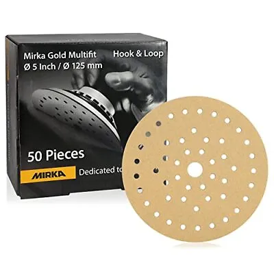 Gold Multifit 5'' Sandpaper Grit 220 Hook And Loop 50 Pack 5 Inch Sanding Di... • $36.09