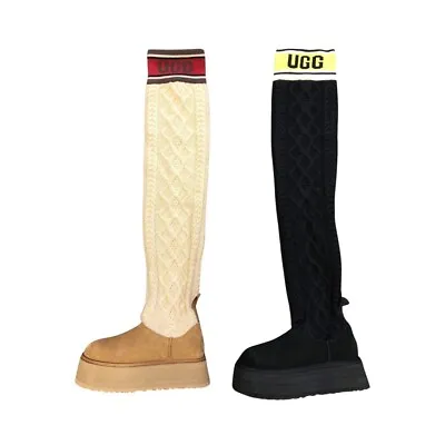 UGG Women's Classic Sweater Letter Tall Over The Knee Platform Boots 1144044 • $159.99