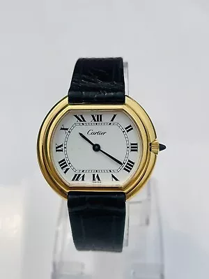 Vintage Cartier Tank Ellipse 18k Gold Electroplated Swiss Made Manual Wind Watch • $999