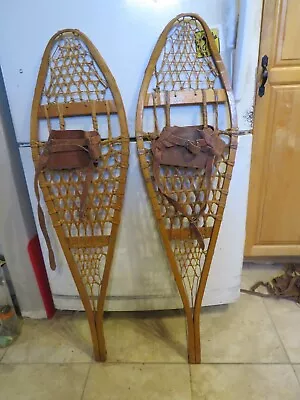 Vintage Wooden Snowshoes Size   42 `` Long By  12` Wide  Nice  Mfg Faber  (3757 • $59.99