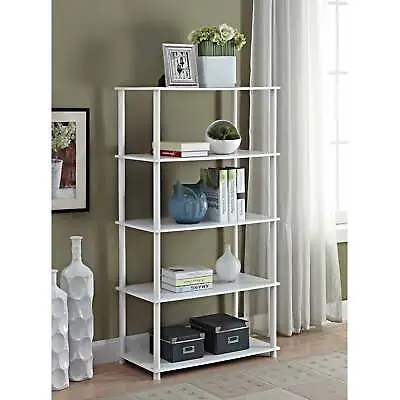 White 5-Shelf Storage Bookcase: No Tools Assembly • $33.14
