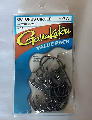 Gamakatsu Octopus Circle Hook Saltwater Big Game Value Pack 6/0 208416-25 • $13.99