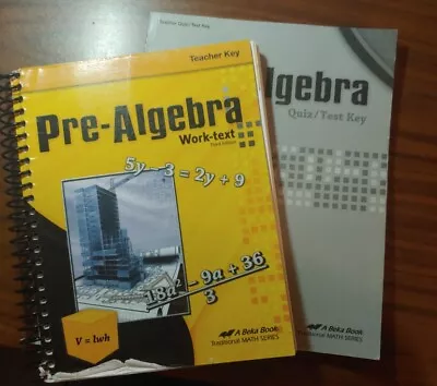 A Beka Pre-Algebra Bundle-Third Edition-Teacher Key And Quiz/Test Key • $28