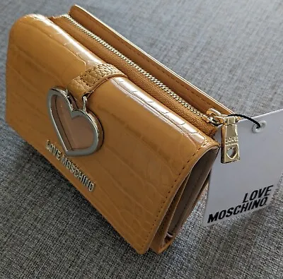 Moschino Wallet Love Mustard Crocodile Printed Faux Leather • $65