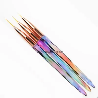 3pcs Nail Art Brushes Liner Detailer Striping Brush FINE LINE Manicure Pens • $11.99