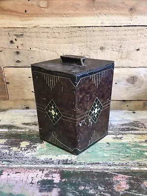 1930’s William Crawford & Sons Ltd Diamond Deco Shaped Tea Caddy Biscuit Tin • £29.99