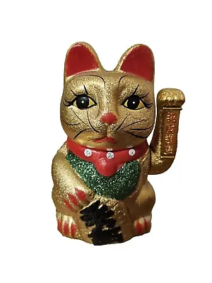 Golden Maneki Neko Japanese Lucky Waving Money Fortune Cat 21cm • £8
