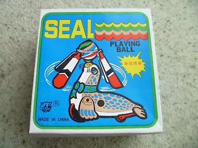 Vintage Style Tin Plate Clockwork Seal Playing Ball - Original Box • $10.57