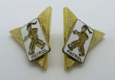 Vintage Shriner Patrol Metal Collar Tips Points Gold Masonic Screw Back • £9.59