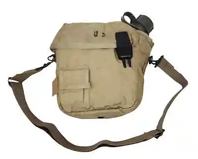 New US Army Military 2 Qt Collapsible Water Canteen & Desert Tan Cover Pouch • $15.90