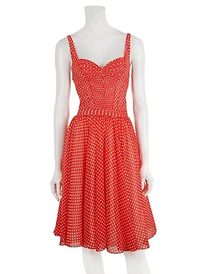 NEW Z Spoke Zac Posen Sz 4 Dress Red Polka Dot Silk Pintuck Pin-Up Sleeveless • $148.83