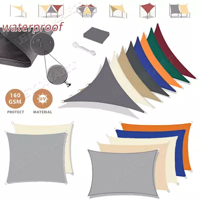 Extra Heavy Duty Shade Sail Shade Cloth Grey Gray Sun Triangle Square Rectangle • $49.49