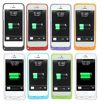 2200 MAh For IPhone 5 5S External Battery Backup Charging Bank Power Case Cover • £13.59