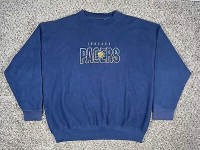 Vintage Indiana Pacers Fleece Crewneck Sweatshirt Size XL Embroidered 90s • $22.99