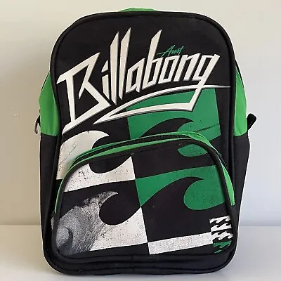 Vintage Billabong Backpack Bag 2000s Y2K SURF 90s Retro Black & Green • $49.95