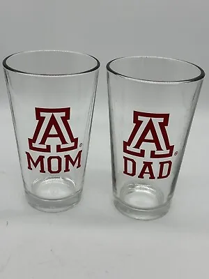 Set Of 2 University Of Arizona Wildcats Mom & Dad Pint Glasses Beer U Of A Red • $29.99