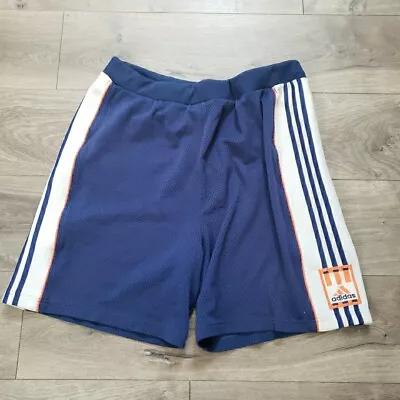 Vintage 90s Adidas Mesh Gym Shorts Size Large Blue Side Stripe Basketball Boxing • $16.99