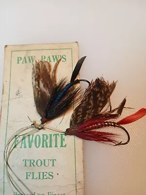 Vintage PAW PAW FLY CO Favorite Trout Flies PAW PAW MICHIGAN Plus 2 More On Card • $9.05