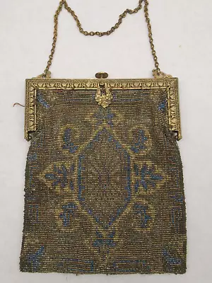 Antique French  Gold Seal  Micro Beaded High Quality Small Purse  • $50