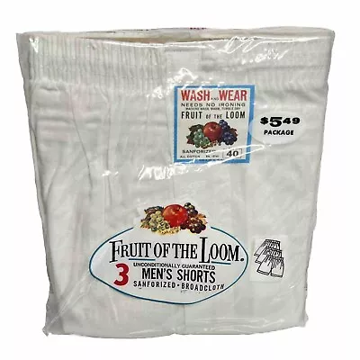 Vintage Fruit Of The Loom Mens Boxer Shorts Size 40 Sanforized 3 Pack New 70s • $41.24